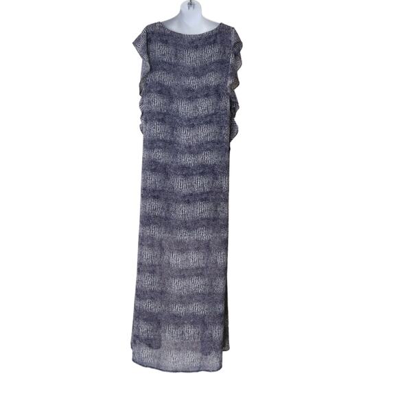 MICHAEL MICHAEL KORS Blue Zephyr Reptile Print Maxi Dress Size L - Picture 5 of 13